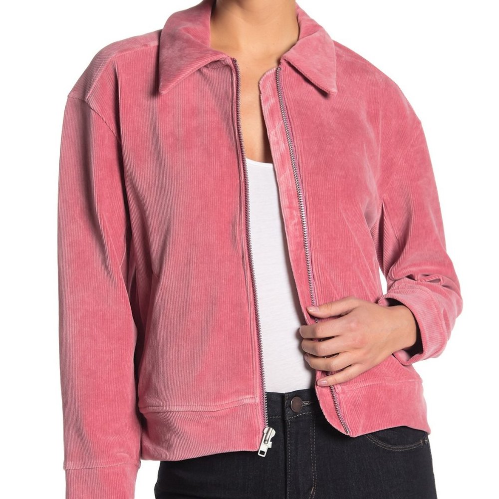 Pink corduroy trucker jacket